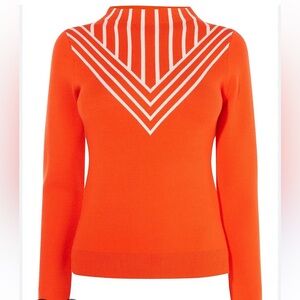 Karen Millen orange and White Crew Neck Sweater
